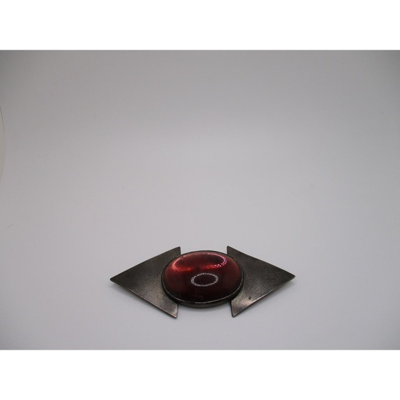 Vintage Tulla Booth Sterling Silver Modernist Purple Stone Triangle Brooch - Picture 9 of 10